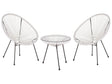 Bistro Set White PE Rattan 3 Piece 2 Seater Modern Round Indoor Outdoor Beliani