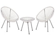Bistro Set White PE Rattan 3 Piece 2 Seater Modern Round Indoor Outdoor Beliani