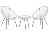 Bistro Set White PE Rattan 3 Piece 2 Seater Modern Round Indoor Outdoor Beliani