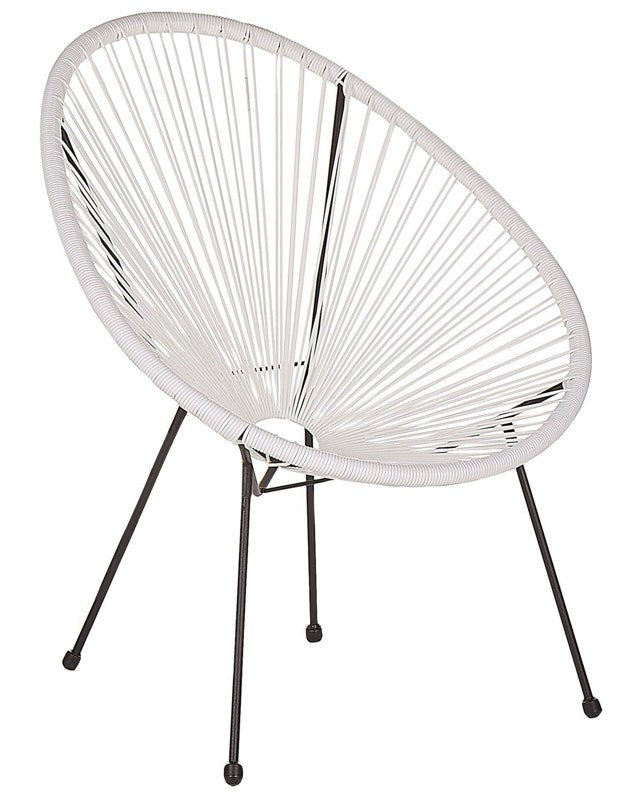 Garden Chair White PE Rattan Papasan Modern Round Indoor Outdoor Beliani