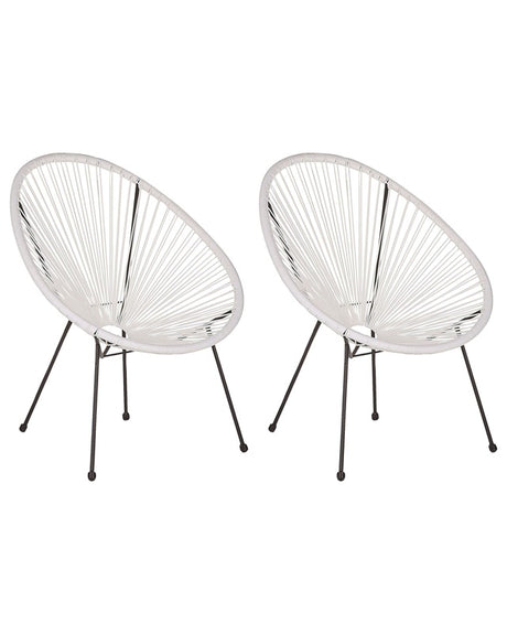 Garden Chair White PE Rattan Papasan Modern Round Indoor Outdoor Beliani