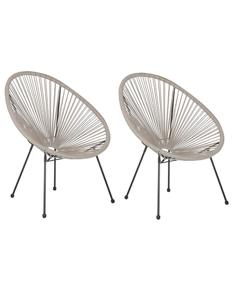 Garden Chair Light Grey PE Rattan Papasan Modern Round Indoor Outdoor Beliani