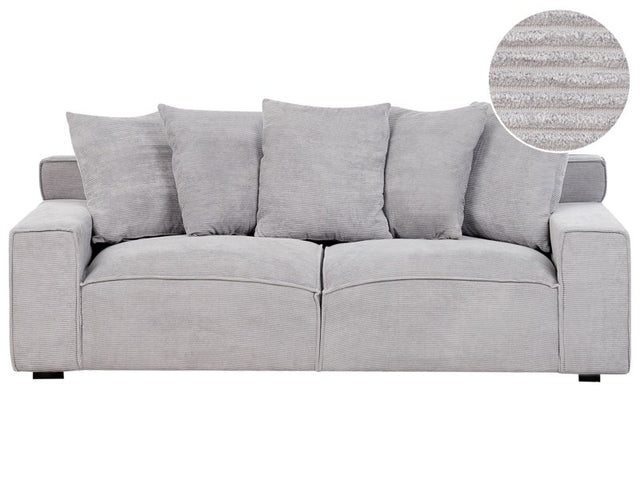 Sofa Corduroy Light Grey Corduroy 3 Seater Comfortable Living Room Modern Retro  Beliani