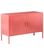 2 Door Sideboard Red Steel Home Office Furniture Shelves Leg Caps Industrial Design Beliani