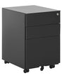 Office Storage Unit Black Steel with Castors 3 Drawers Key-Locked Industrial Design Beliani