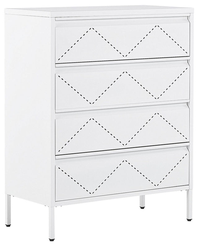 4 Drawer Chest White Metal Steel Storage Cabinet Industrial Style for Office Living Room Beliani