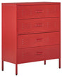 4 Drawer Chest Red Metal Steel Storage Cabinet Industrial Style for Home Office Living Room Beliani