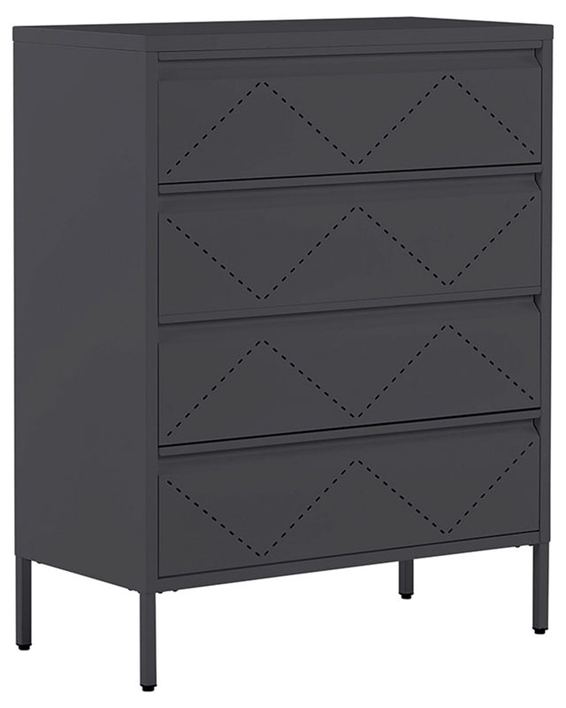 4 Drawer Chest Black Metal Steel Storage Cabinet Industrial Style for Office Living Room Beliani