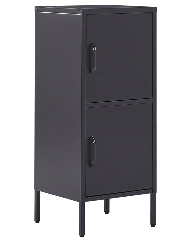 2 Door Storage Cabinet Black Metal Home Office Unit Steel 4 Shelves Beliani