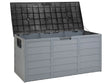 Garden Storage Box Grey Black Plastic 112 x 50 cm with Handles Castors Outdoor Tool Box Beliani
