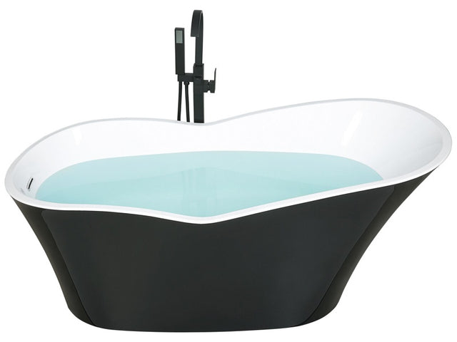 Freestanding Bath Black Glossy Sanitary Acrylic 1700 x 800 mm Single Oval Modern Minimalist Design Beliani