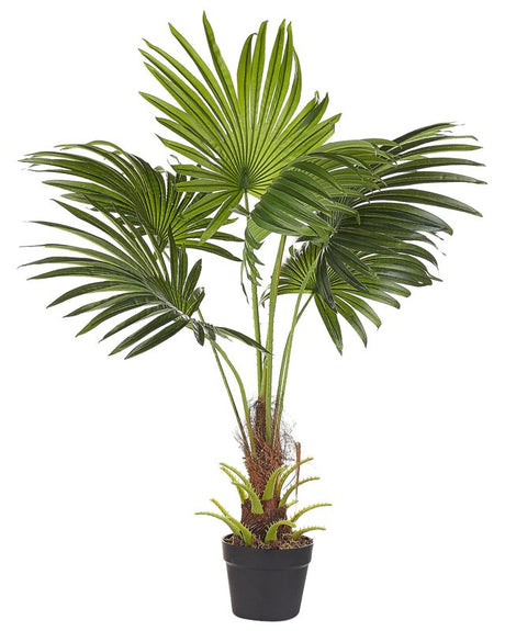 Artificial Potted Fan Palm Plant Green and Black Plastic Leaves Material 100 cm Decorative Indoor Accessory Beliani