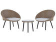 Balcony Bistro Set Beige PE Wicker Cushions Coffee Table and 2 Chairs Modern Outdoor Design Beliani