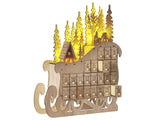 Christmas Decoration Light Brown LED Light Sleigh Advent Calendar Scandinavian Decoration Beliani