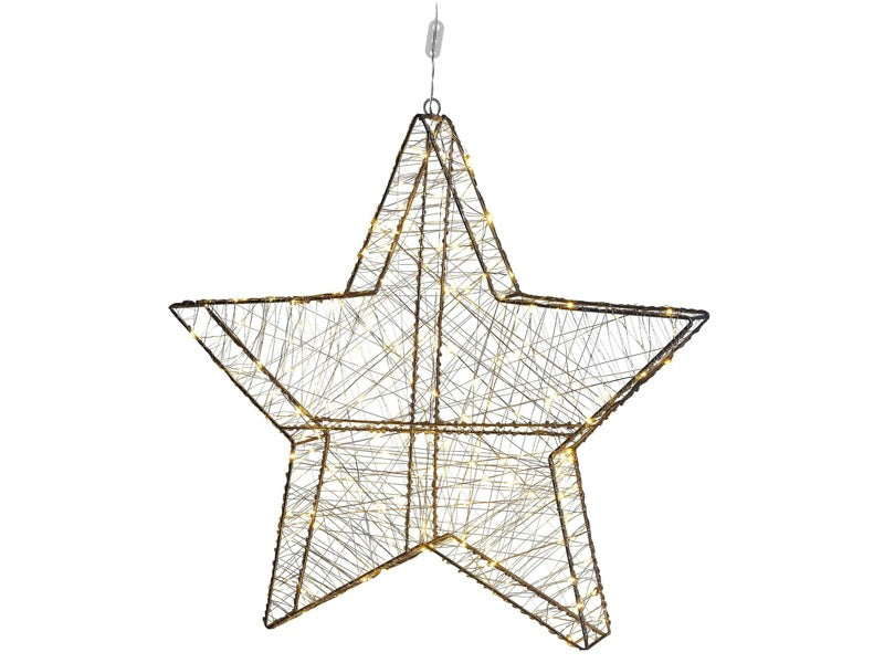 Garden Hanging Decor Silver Metal Frame LED Fairy Lights Star Shaped 58 x 58 cm Indoor Outdoor Beliani