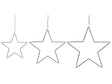 Set of 3 Decorations Silver Metal Frame LED Fairy Lights Star-Shaped Wall Hanging  Beliani