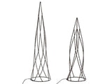 Set of 2 Figurines  Black Metal Frame with LED Fairy Lights Christmas Tree Shape Modern Minimalist Beliani