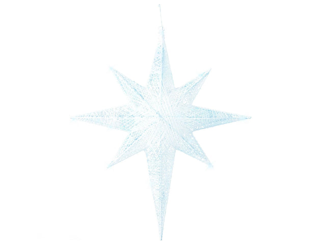 Hanging Dcor White Metal with LED Fairy Lights Star Shape Cotton Indoor Outdoor Christmas Beliani