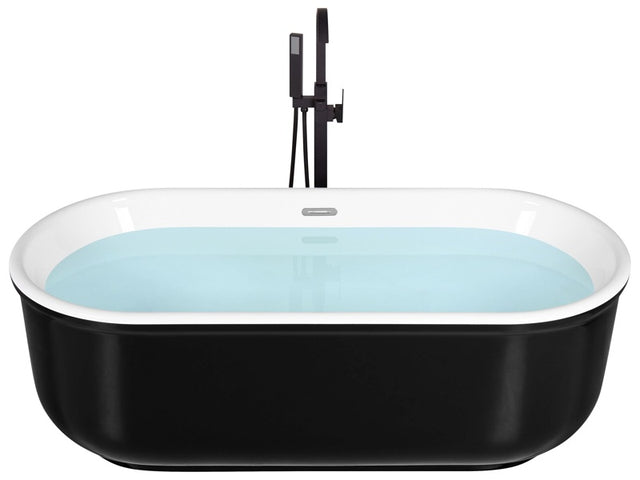 Freestanding Bath Black Matte Sanitary Acrylic Single Oval Modern Minimalist Design Beliani