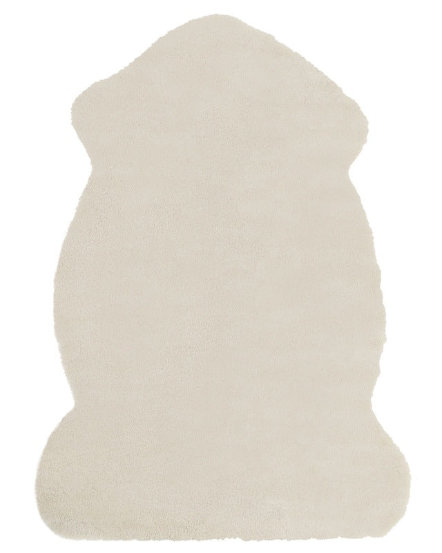 Area Rug Beige Faux Rabbit Fur Polyester 60 x 90 cm Carpet Living Room Bedroom Modern Beliani