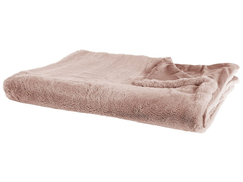 Blanket Pink Polyester Fabric 200 x 220 cm Living Room Throw Fluffy Fur Decoration Modern Design Beliani