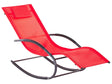 Rocking Sun Lounger Red Fabric Black Steel Frame Fabric Detachable Headrest Garden Outdoor Modern Style Beliani