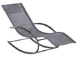 Rocking Sun Lounger Grey Fabric Black Steel Frame Fabric Detachable Headrest Garden Outdoor Modern Style Beliani