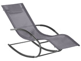 Rocking Sun Lounger Grey Fabric Black Steel Frame Fabric Detachable Headrest Garden Outdoor Modern Style Beliani