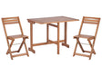 Bistro Set Acacia Wood Light Colour 80 x 95 cm 2 Folding Chairs Extending Table Rustic Balcony Garden Beliani