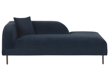 Chaise Lounge Dark Blue Velvet 2 Seater Left Hand Throw Cushion Retro Minimalistic Beliani