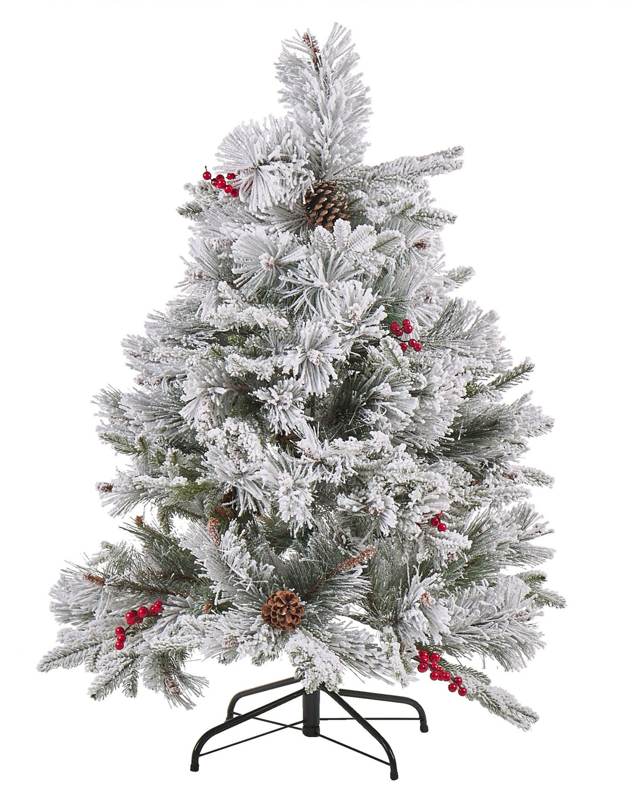 Christmas Tree Green with White Fake Snow Synthetic Material 120 cm Artificial Plant Home Decor Beliani