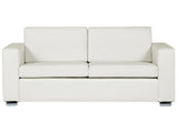 3 Seater Sofa White Split Leather Upholstery Chromed Legs Retro Design Beliani