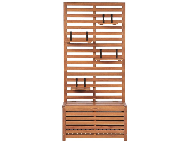 Storage Bench Acacia Wood 170 x 80 cm Wall Panel Outdoor Garden Box Shelves Balcony Beliani