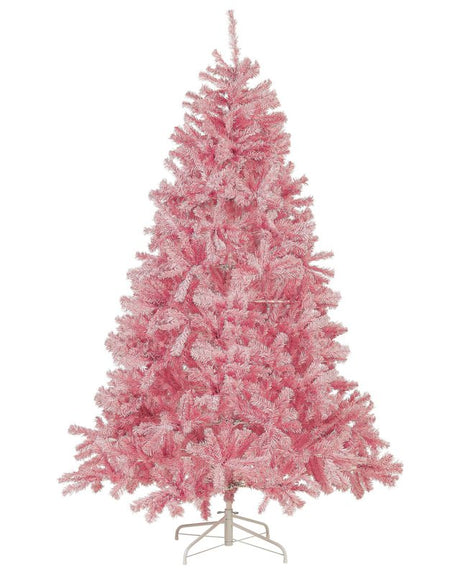 Artificial Christmas Tree Pink Synthetic 210 cm Metal Base Traditional Winter Holiday Decoration Beliani