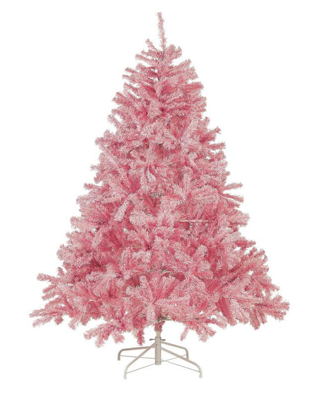 Artificial Christmas Tree Pink Synthetic 180 cm Metal Base Traditional Winter Holiday Decoration Beliani