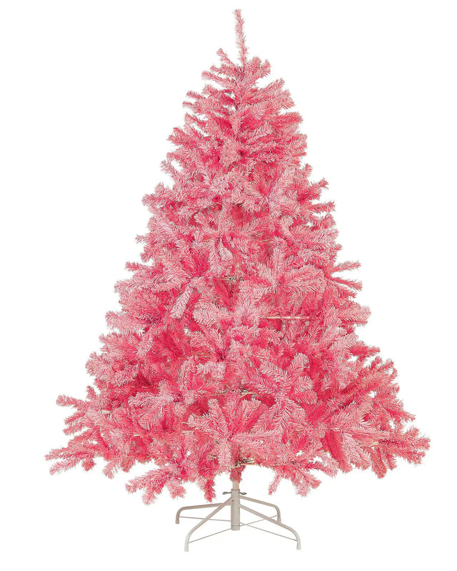 Artificial Christmas Tree Pink Synthetic 180 cm Metal Base Traditional Winter Holiday Decoration Beliani