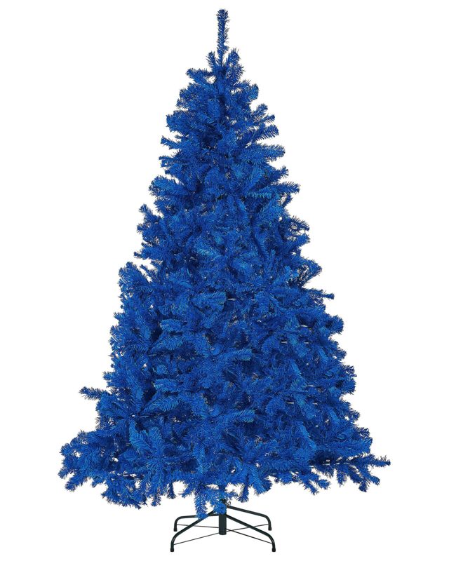 Artificial Christmas Tree Blue Synthetic 210 cm Metal Base Traditional Winter Holiday Decoration Beliani