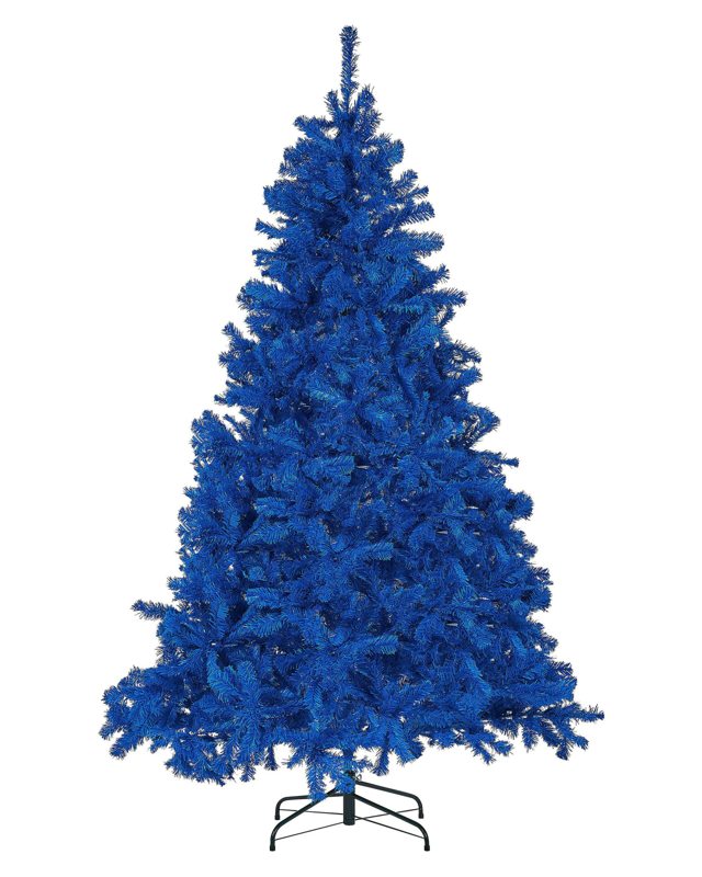 Artificial Christmas Tree Blue Synthetic 180 cm Metal Base Traditional Winter Holiday Decoration Beliani