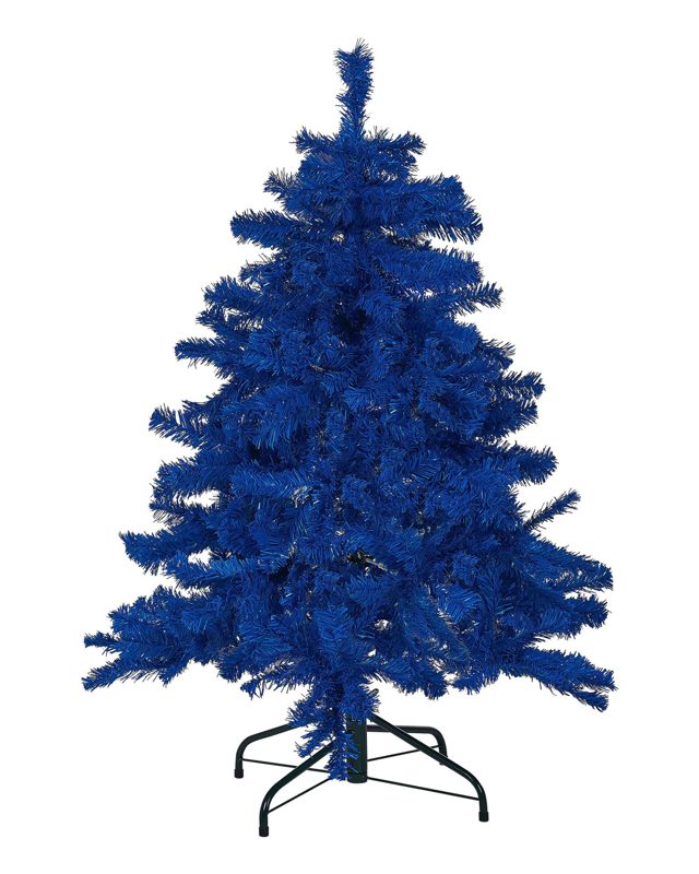 Artificial Christmas Tree Blue Synthetic 120 cm Metal Base Traditional Winter Holiday Decoration Beliani