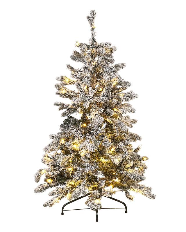 Artificial Christmas Tree White Synthetic 120 cm  Hinged Branches Pre-Lit Winter Holiday Decor Beliani