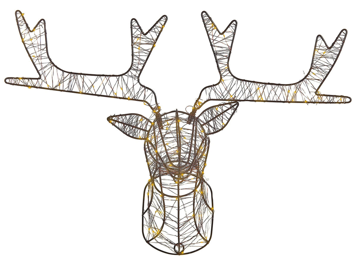 Outdoor LED Hanging Decoration Black Metal Reindeer Head Seasonal Home Wall Dcor with Lights Beliani