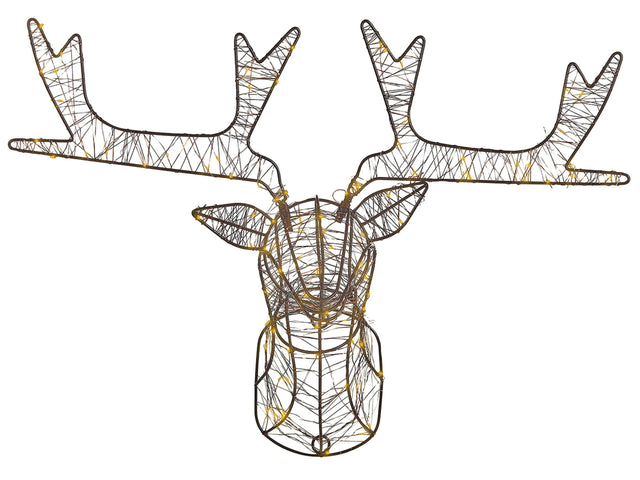 Outdoor LED Hanging Decoration Black Metal Reindeer Head Seasonal Home Wall Dcor with Lights Beliani