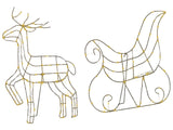 Outdoor LED Decoration Silver Metal Sleigh Reindeer Seasonal Home Dcor with Lights Beliani