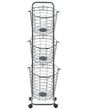 3 Tier Wire Basket Stand Grey Metal with Castors Handles Detachable Kitchen Bathroom Storage Accessory for Towels Newspaper Fruits Vegetables Beliani