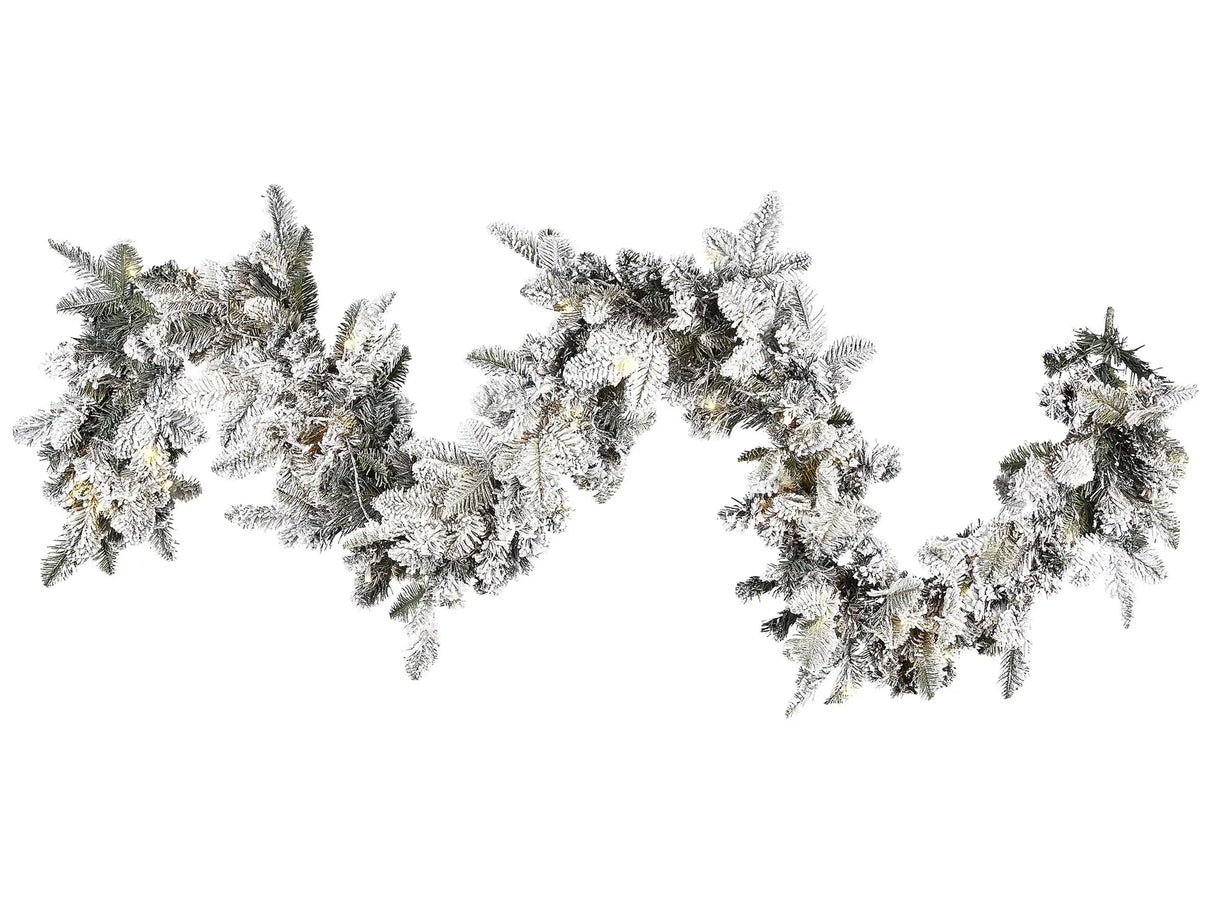 Christmas Garland White Synthetic Material 270 cm LED Lights Plastic Artificial Decoration Beliani