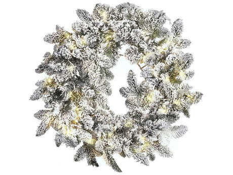 Christmas Wreath White Synthetic Material 70 cm Round LED Lights Indoor Accessory Beliani