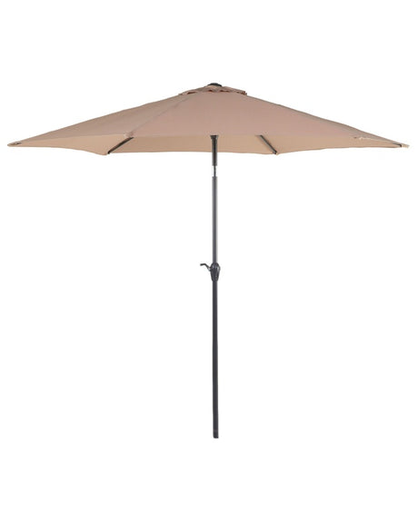 Garden Sun Parasol Sand Beige Fabric 270 cm Market Umbrella Weather Resistant Beliani