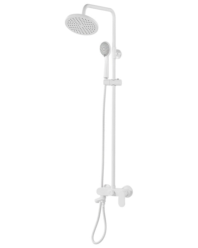 Mixer Shower Set White Brass with Rain Function Matt Finish Glamour Modern Beliani