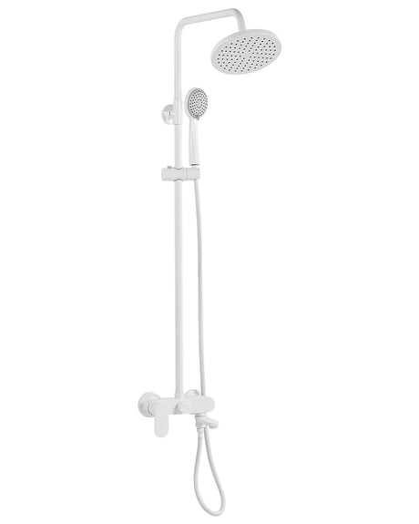 Mixer Shower Set White Brass with Rain Function Matt Finish Glamour Modern Beliani