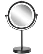 Makeup Mirror Black Iron Metal Frame ø 13 cm with LED Light 1x/5x Magnification Double Sided Cosmetic Desktop Beliani